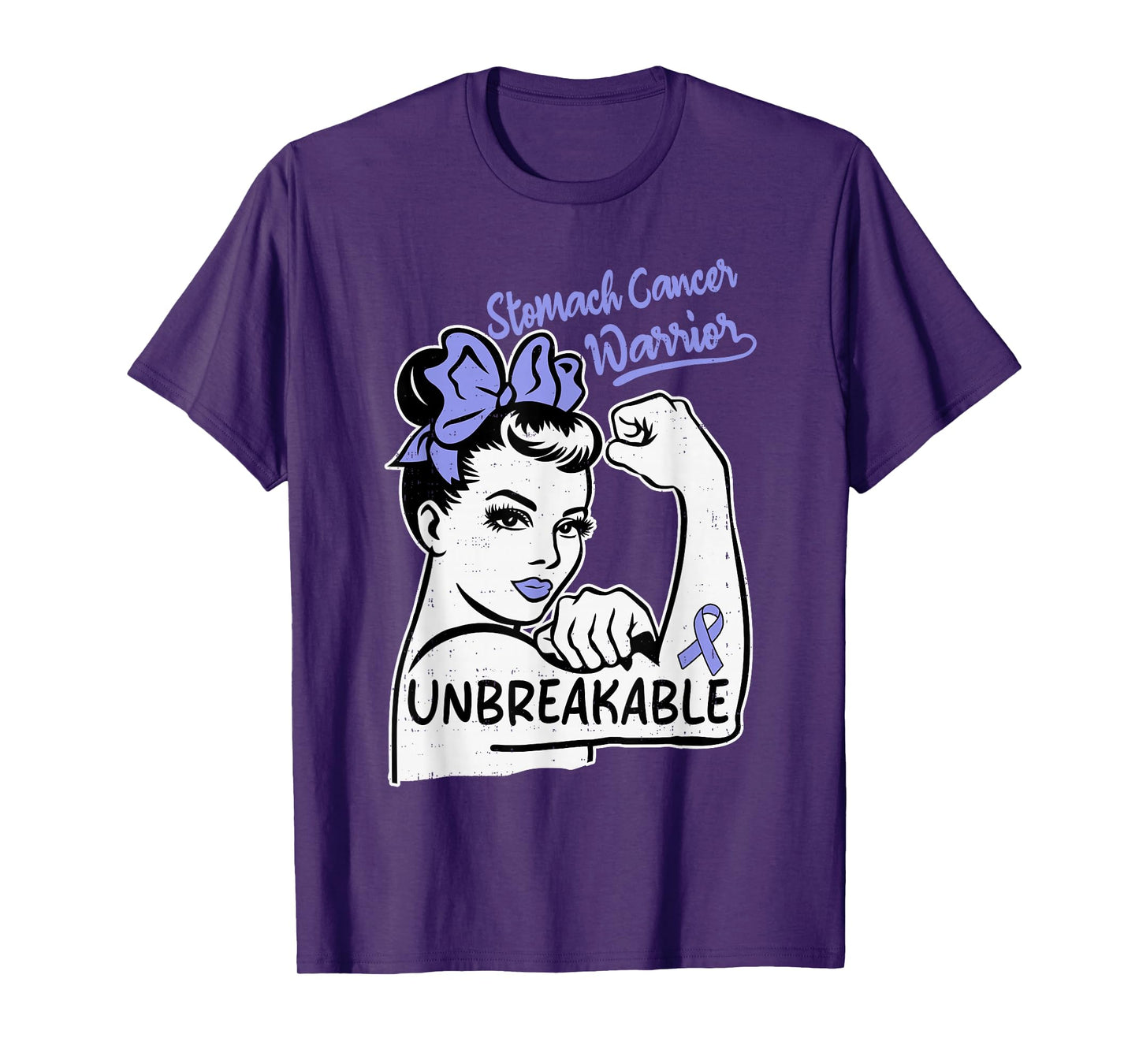 Womens Stomach Cancer Awareness Warrior Ribbon Periwinkle T-Shirt