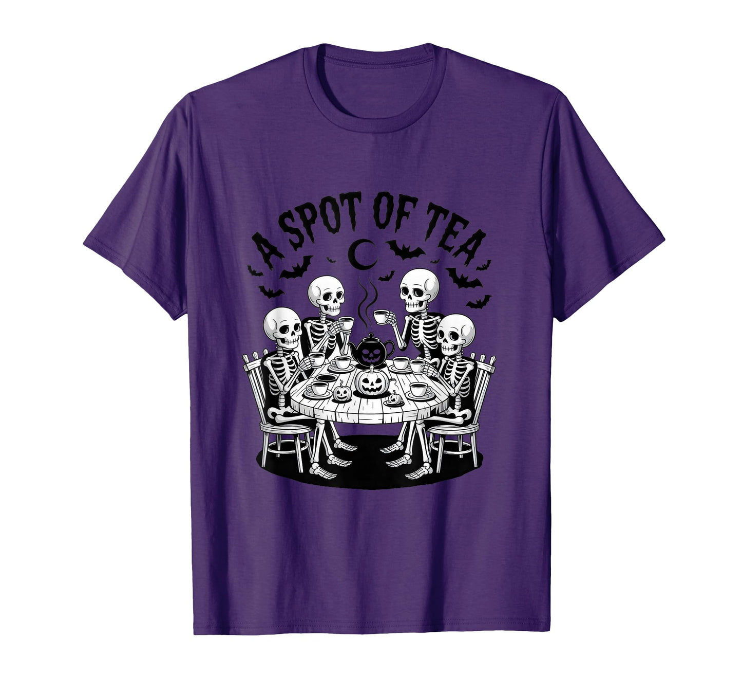 Tea Lover Party Spooky Skeletons Halloween Tee T-Shirt