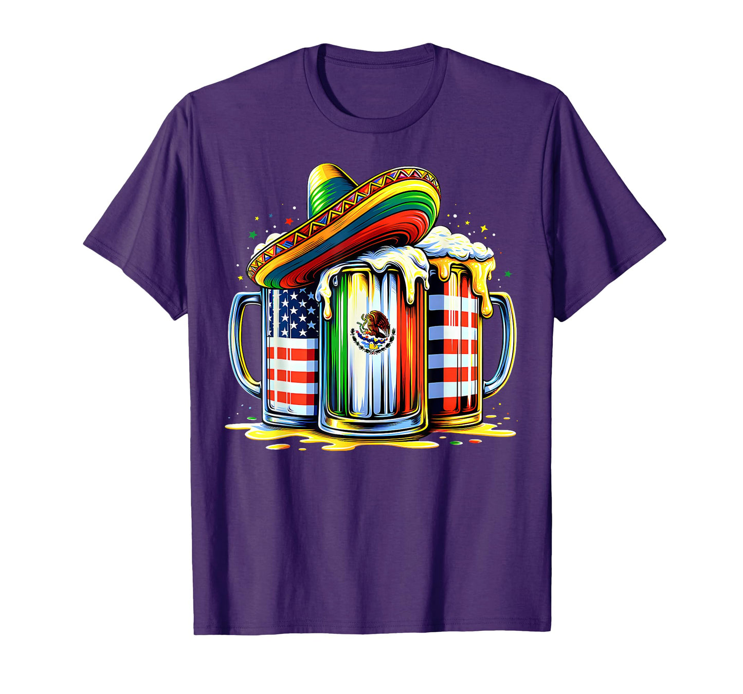 Beer Mexican USA Flag Cinco de Mayo Drinking Mexican Party T-Shirt