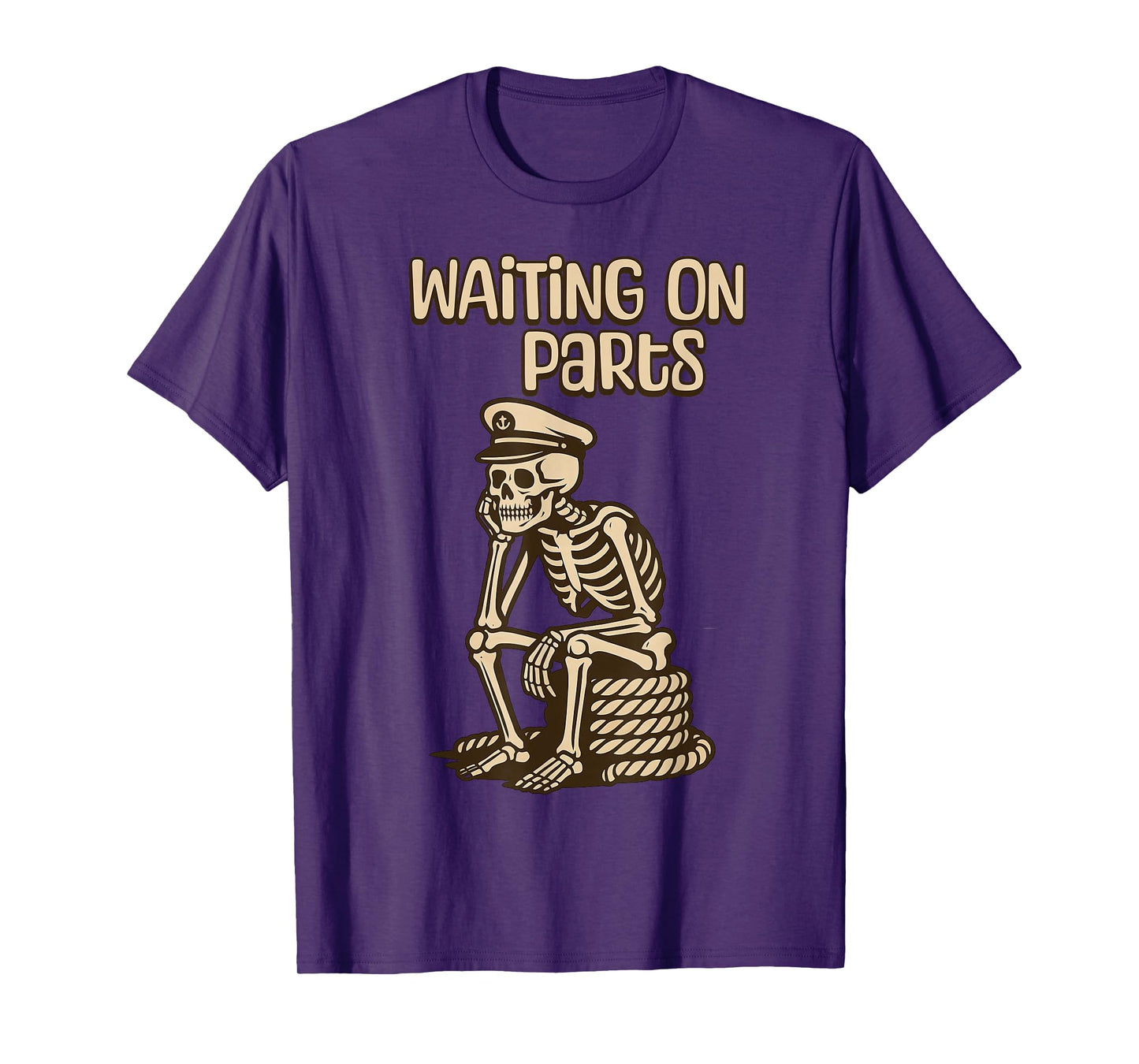 Waiting On Parts Funny Skeleton Boat Owner & Mechanic Humor T-Shirt