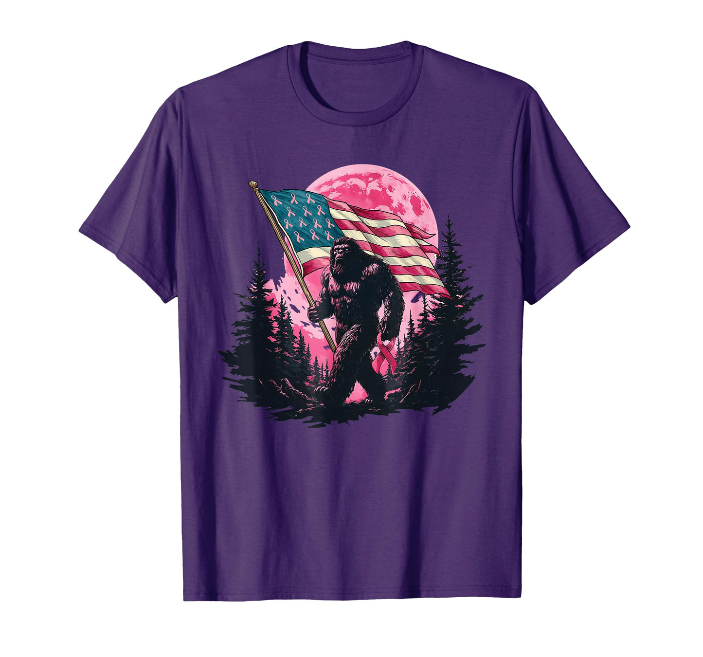Bigfoot Pink Ribbon Breast Cancer Awareness Support Squad T-Shirt