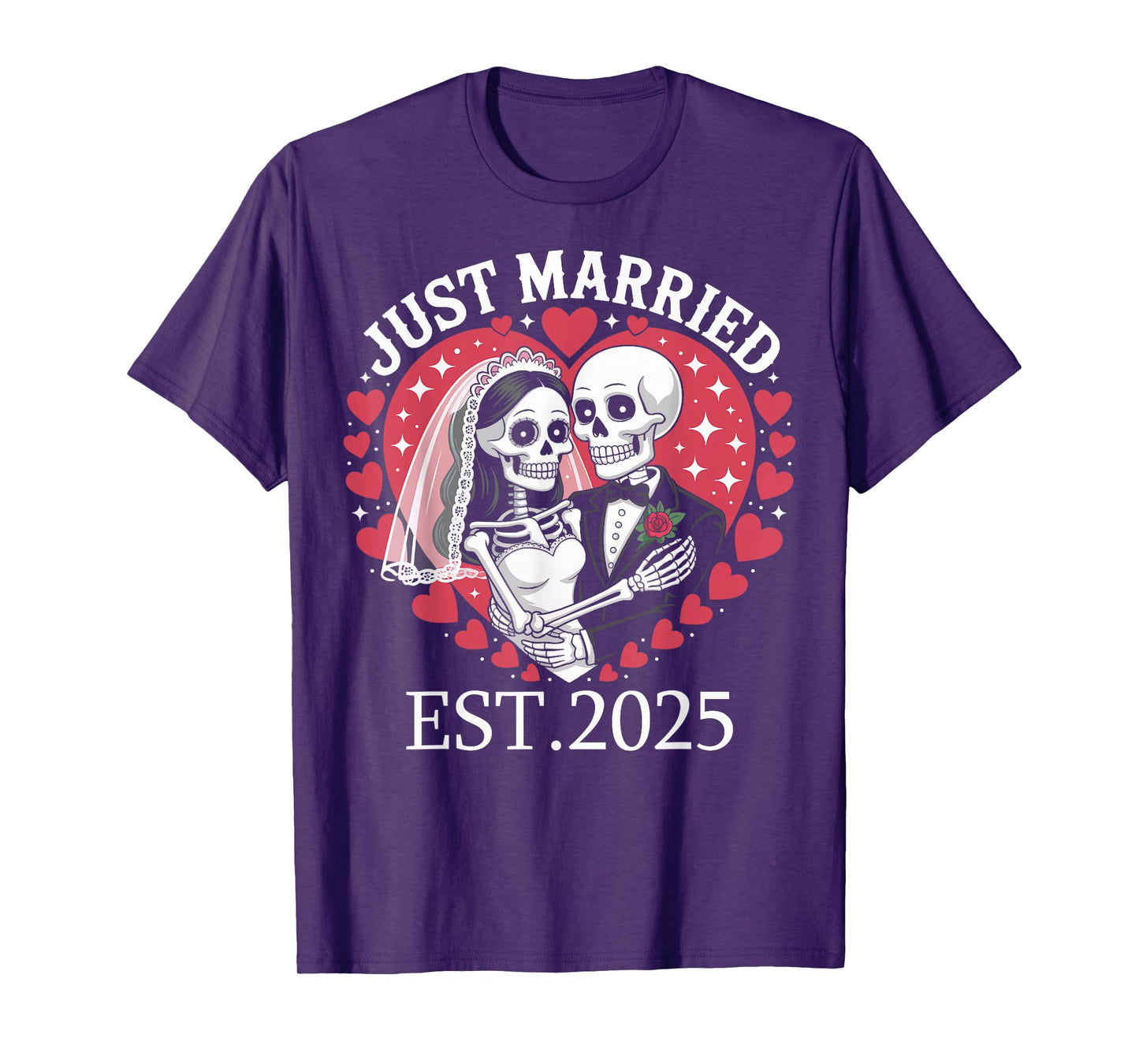 Newly Married Skeleton Bride Groom Husband Wife Matching T-Shirt
