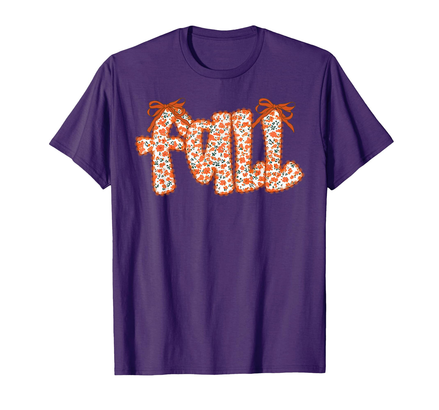 Fall Leaves Coquette Bow Wildflower Thanksgiving Autumn T-Shirt