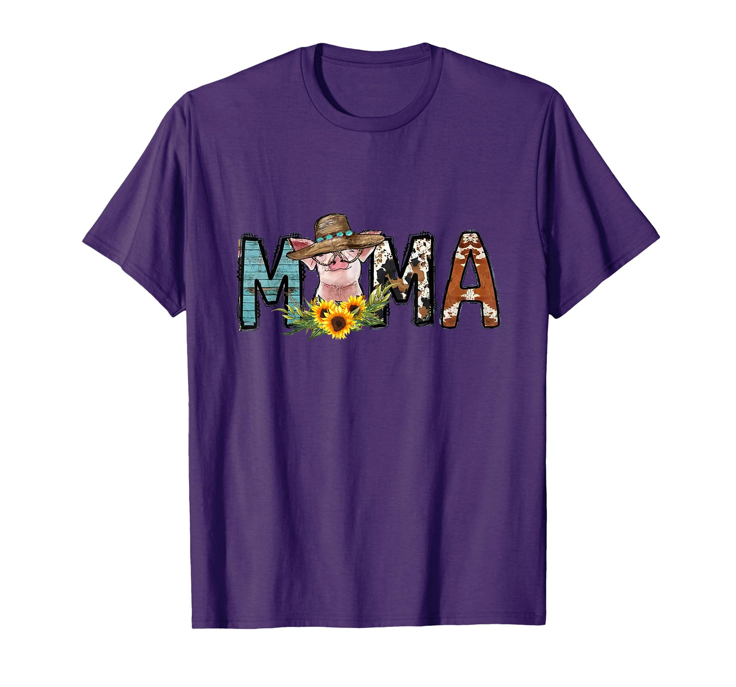 Pig Mama Pig Mom Sunflower Country Farm Life Cowhide T-Shirt