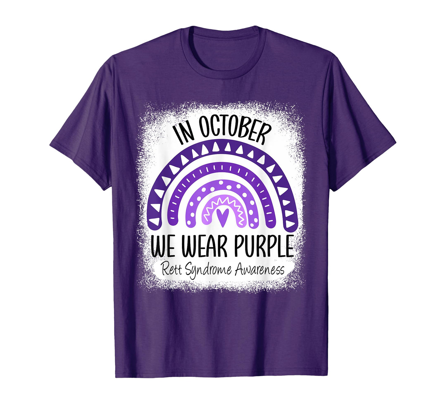 Rainbow In October We Wear Purple Rett Syndrome Awareness T-Shirt