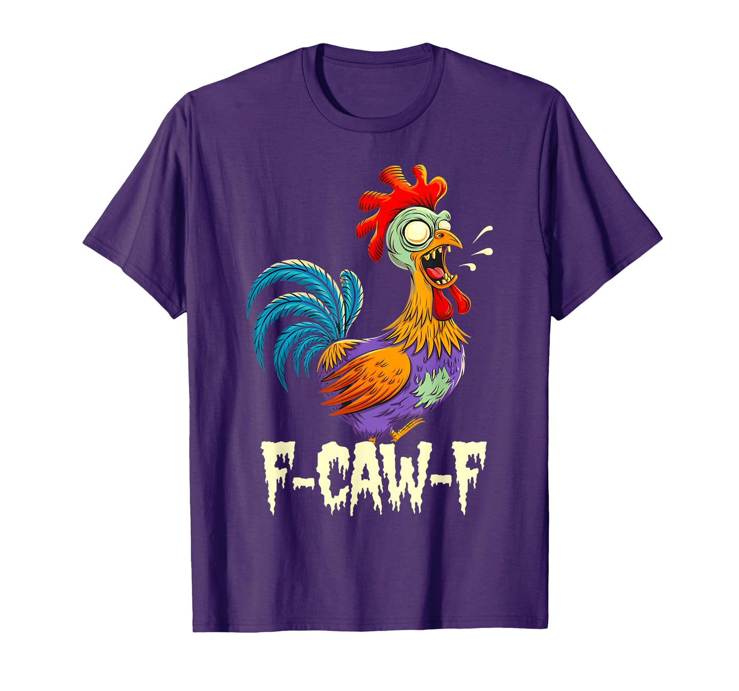 Spooky Rooster F-CAW-F Chicken Creepy Halloween Farmyard T-Shirt