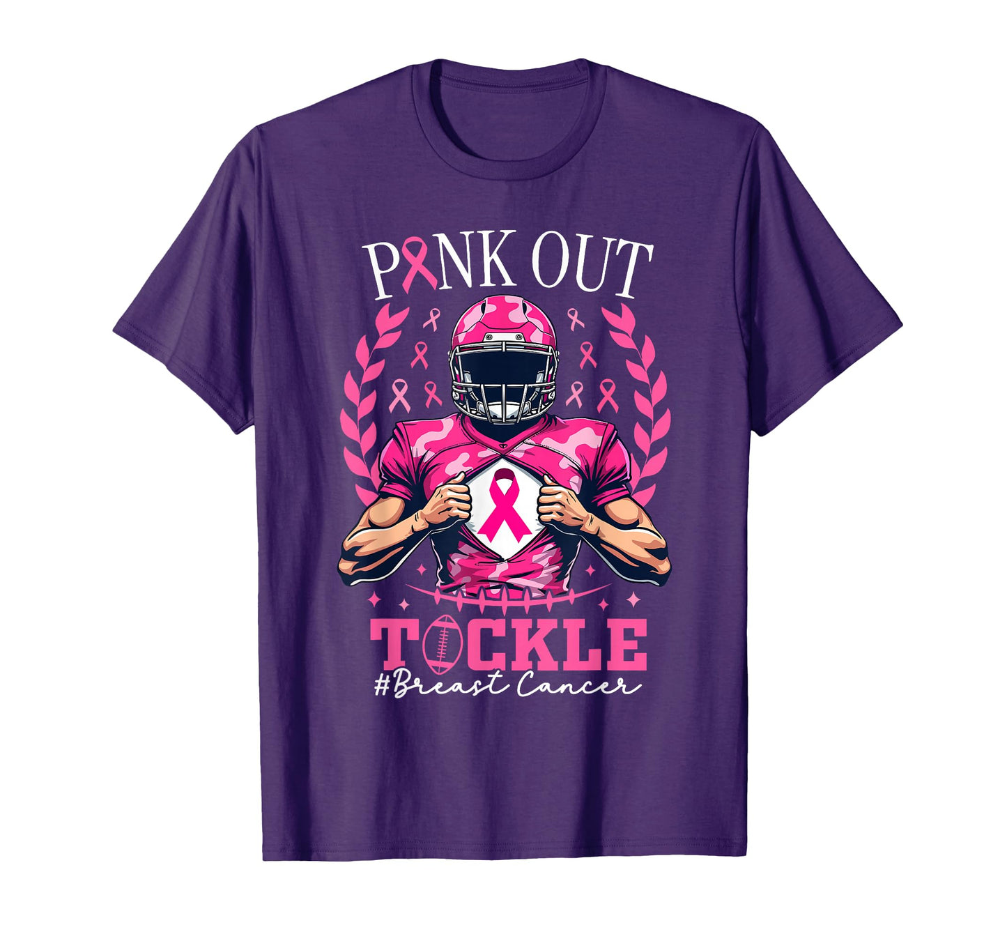 Pink Out Tackle American Football Breast Cancer Awareness T-Shirt