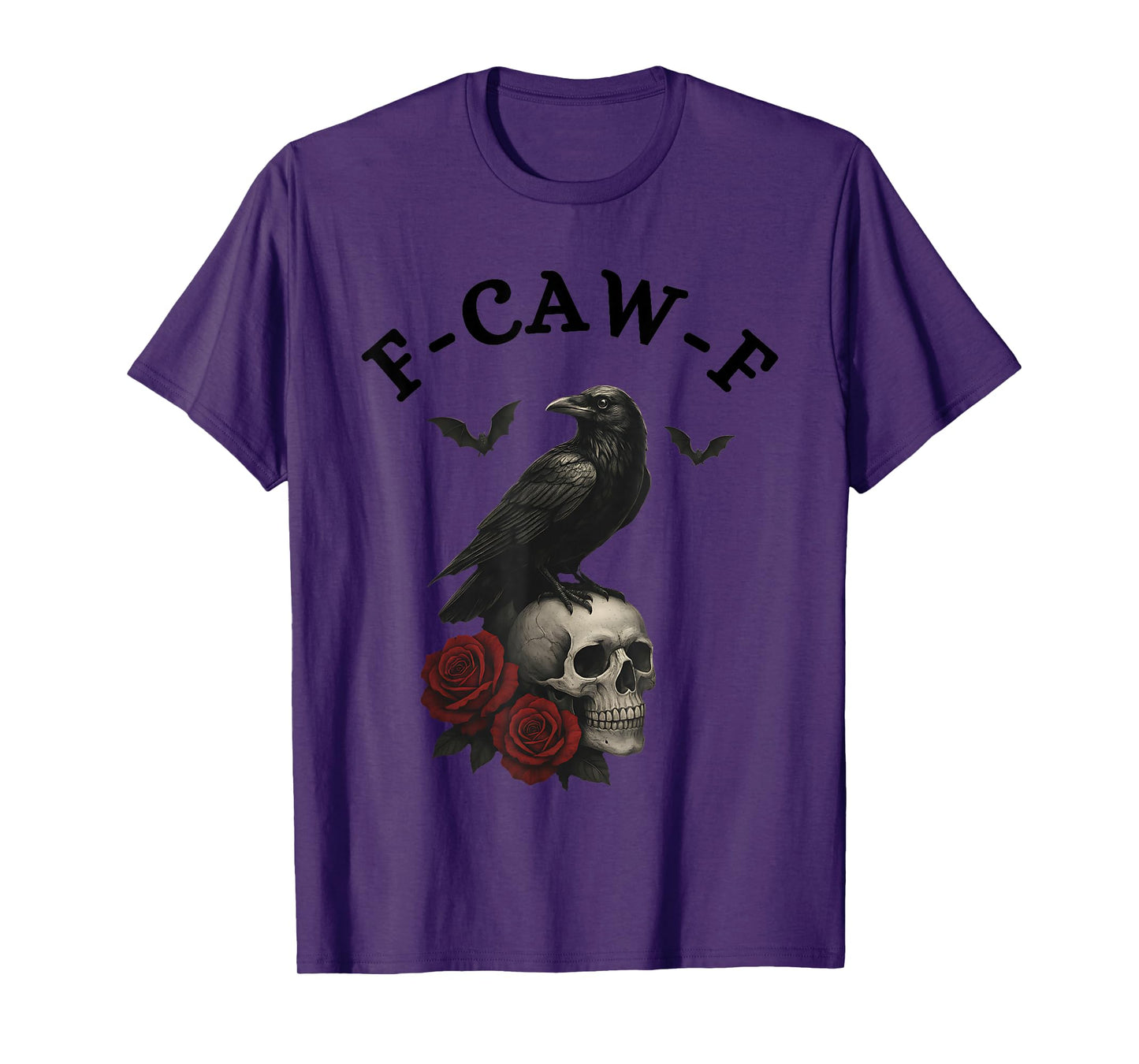 F-Caw-F Funny Black Crow Skull Gothic Halloween Dark Humor T-Shirt