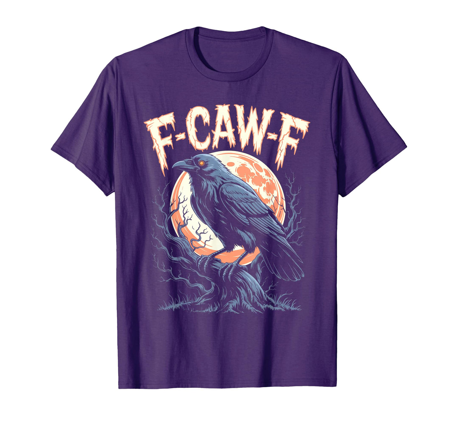 F-Caw-F Black Crow | Funny Gothic Raven Moon Adult Humor T-Shirt
