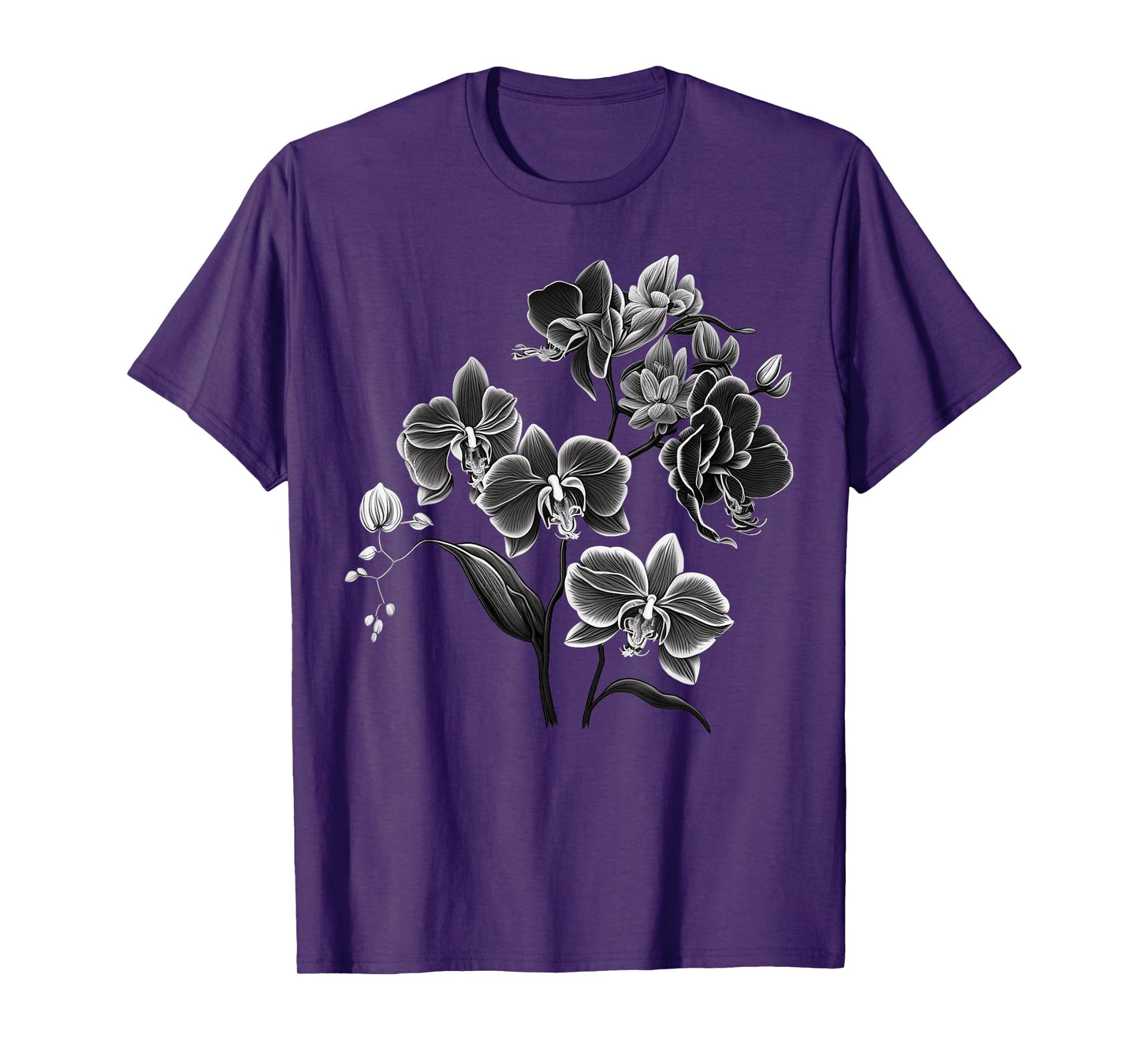 Simple Orchid Flower on black and white Orchid T-Shirt