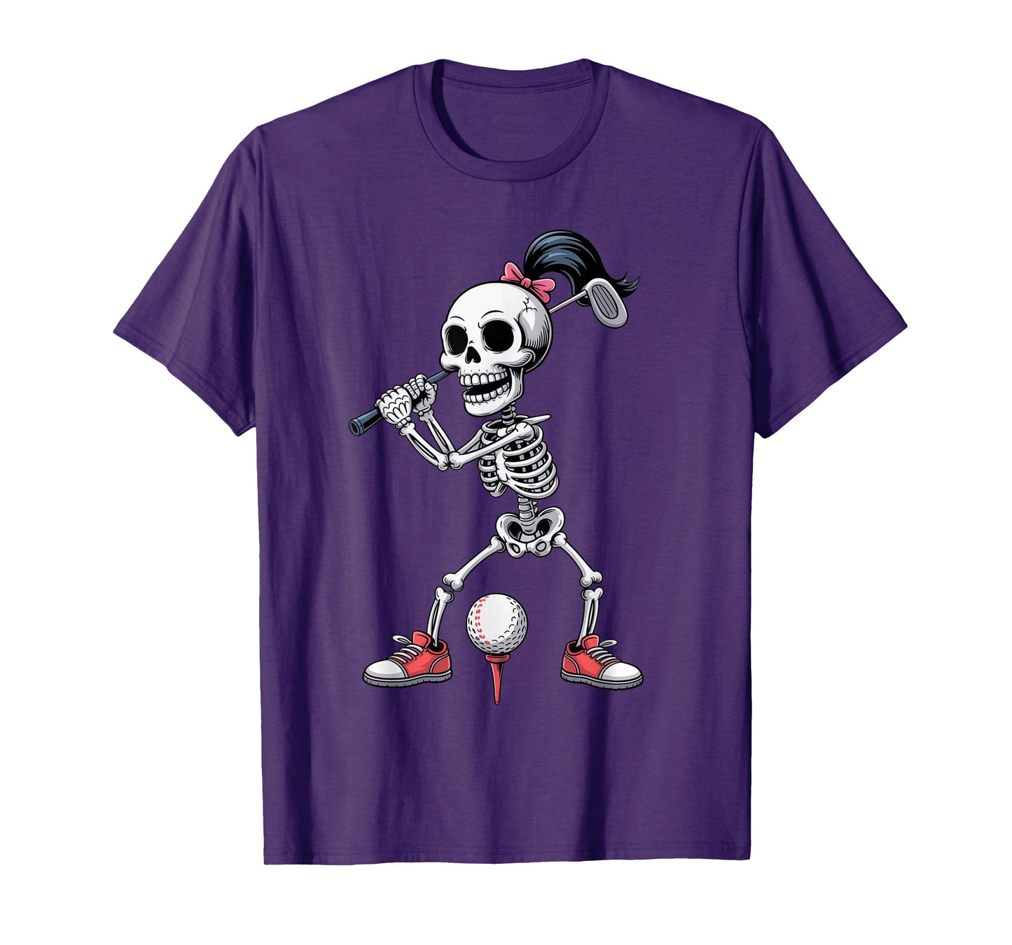Skeleton Golf Halloween Costume Funny Women Girls Kids T-Shirt