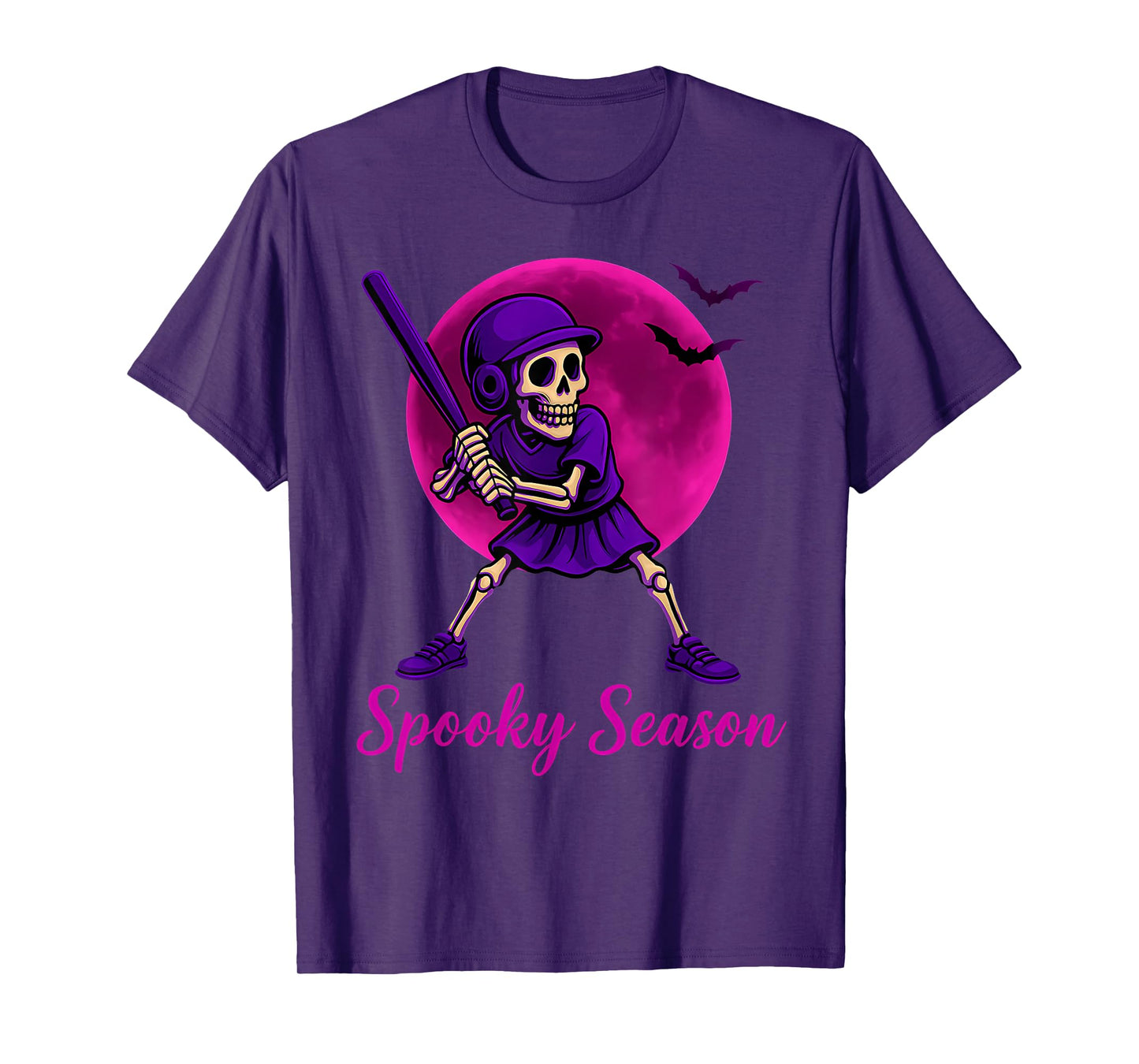Funny Softball Skeletons Spooky Season Halloween Costume T-Shirt