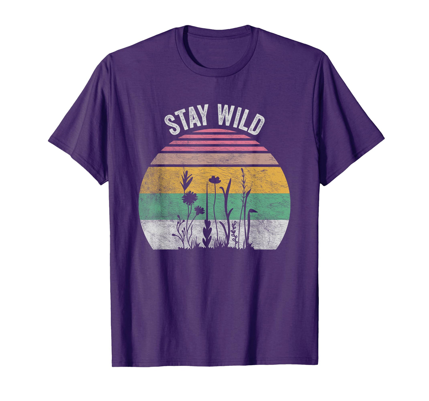 Retro Vintage Stay Wild Wildflower Inspirational Women Quote T-Shirt