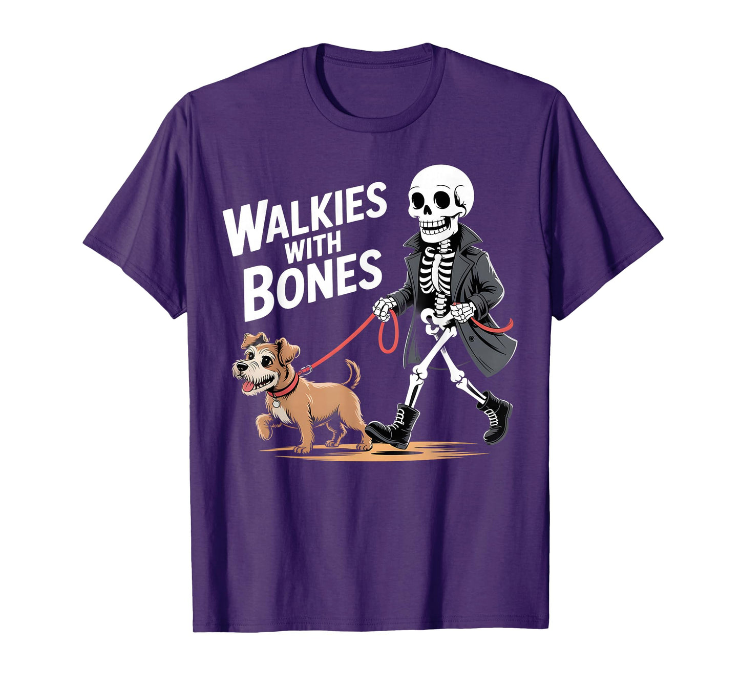Walkies with Bones Funny Skeleton Dog Walker T-Shirt