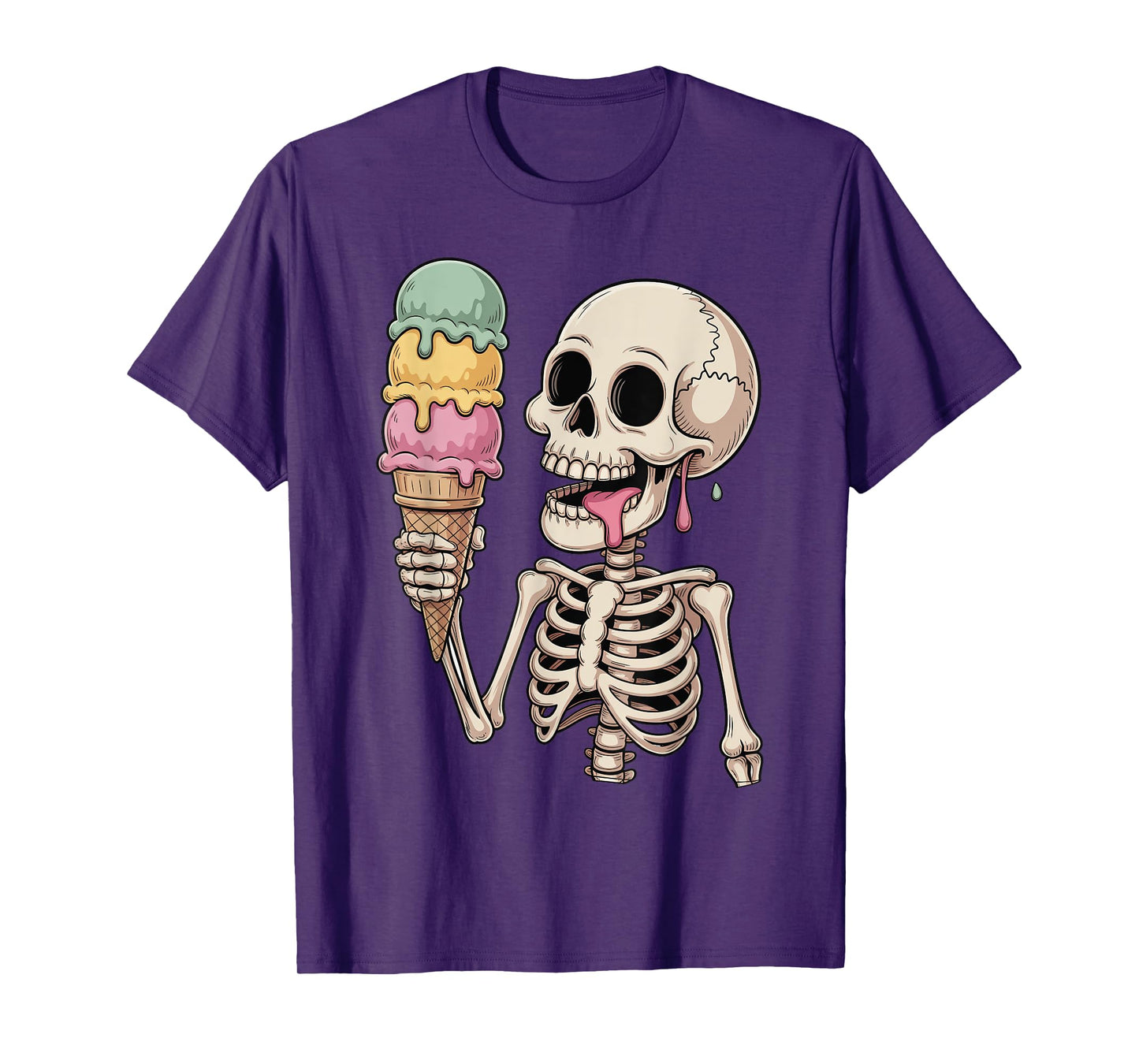 Kids Skeleton Eating Ice Cream Halloween Trick or Treat T-Shirt