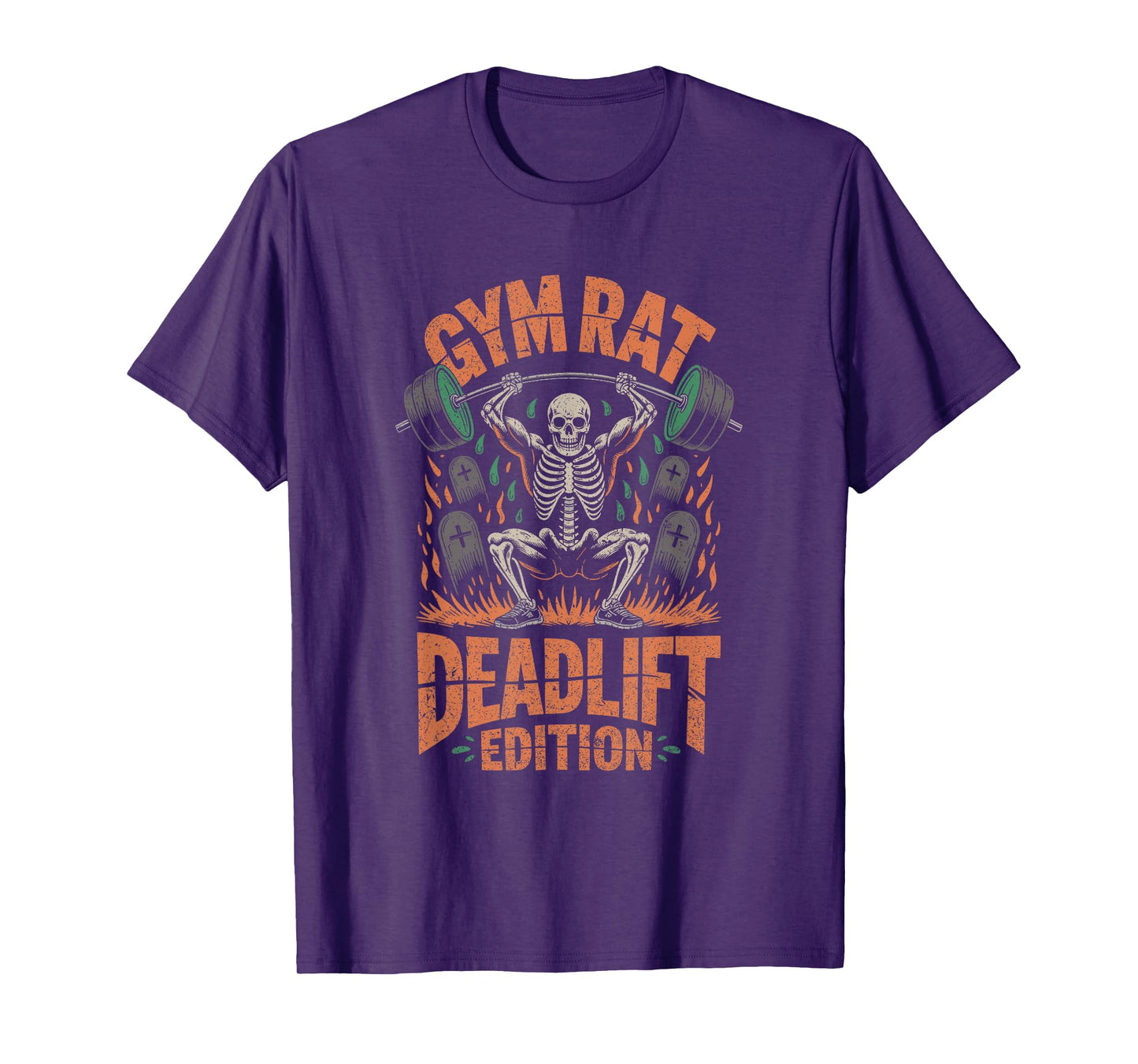 Skeleton Deadlift Gym Workout Halloween Spooky Season Funny T-Shirt