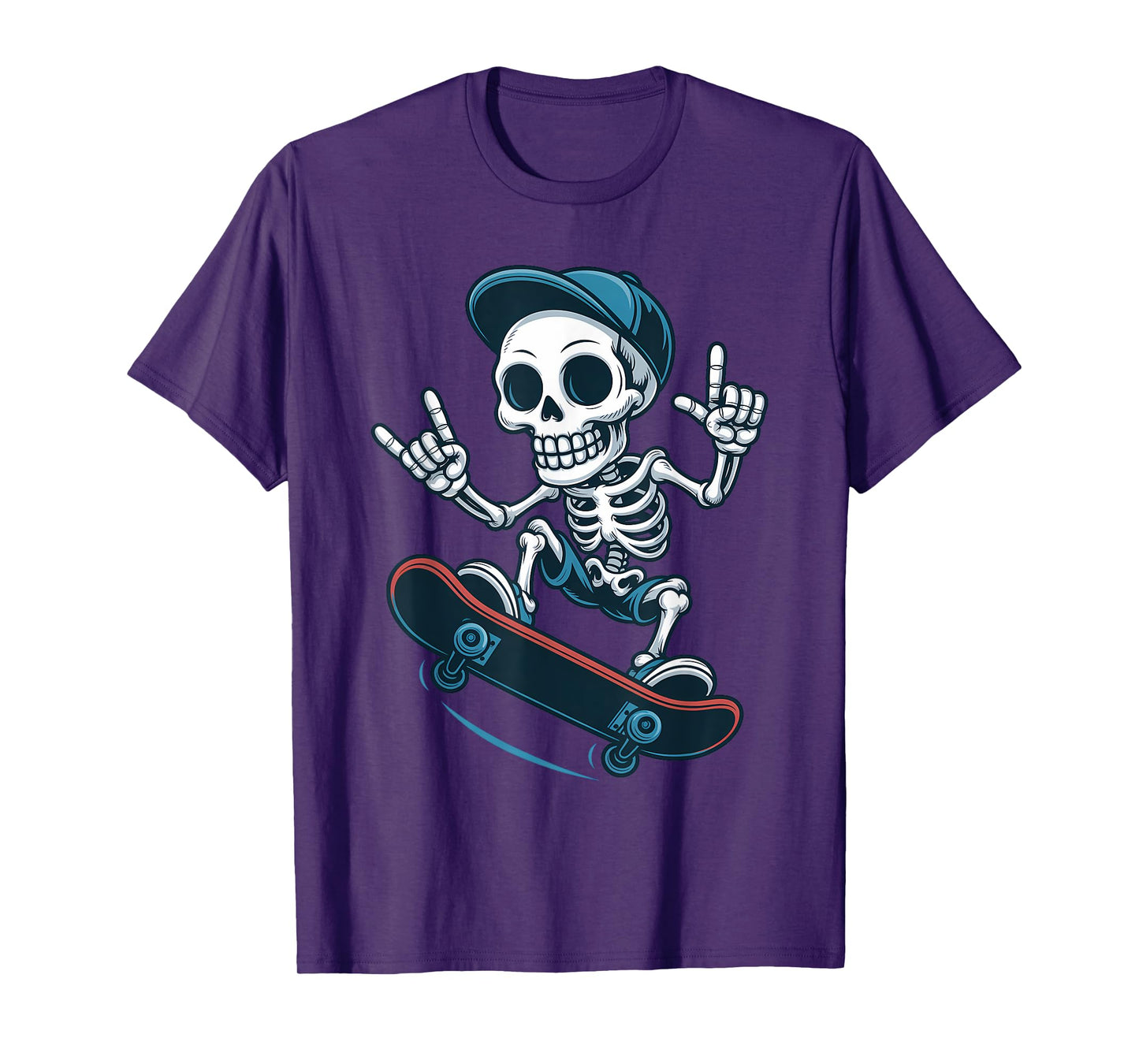 Skateboard Skull Action Boney Cool Art Skeleton Skater Trick T-Shirt