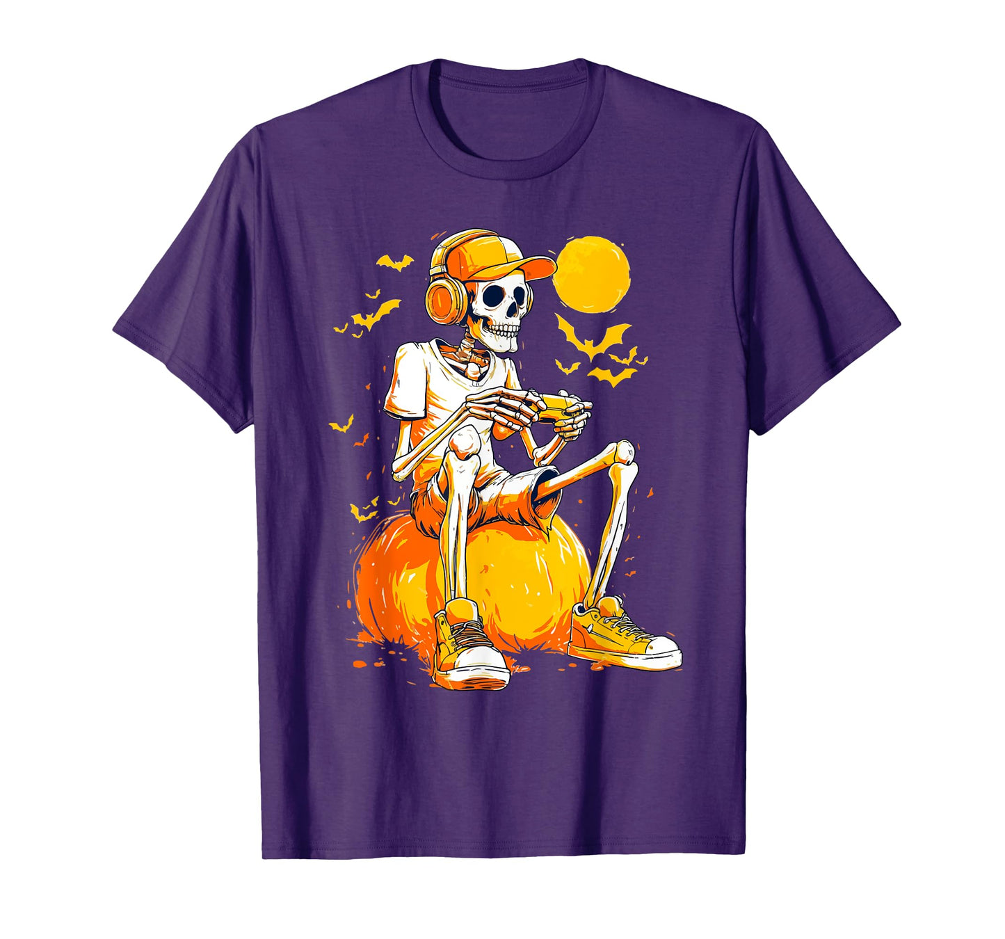 Halloween Skeleton Gamer Video Gaming Boys Men Kids Tees T-Shirt