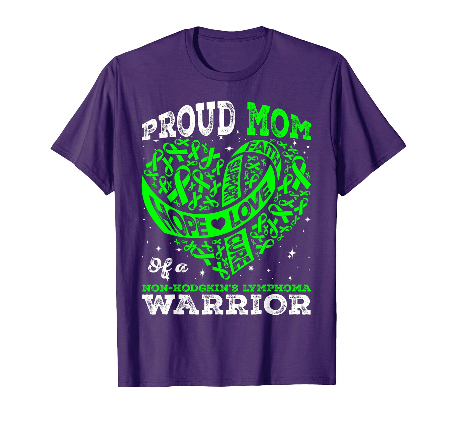 Proud Mom Of A Non-Hodgkin's Lymphoma Warrior Ribbon Heart T-Shirt