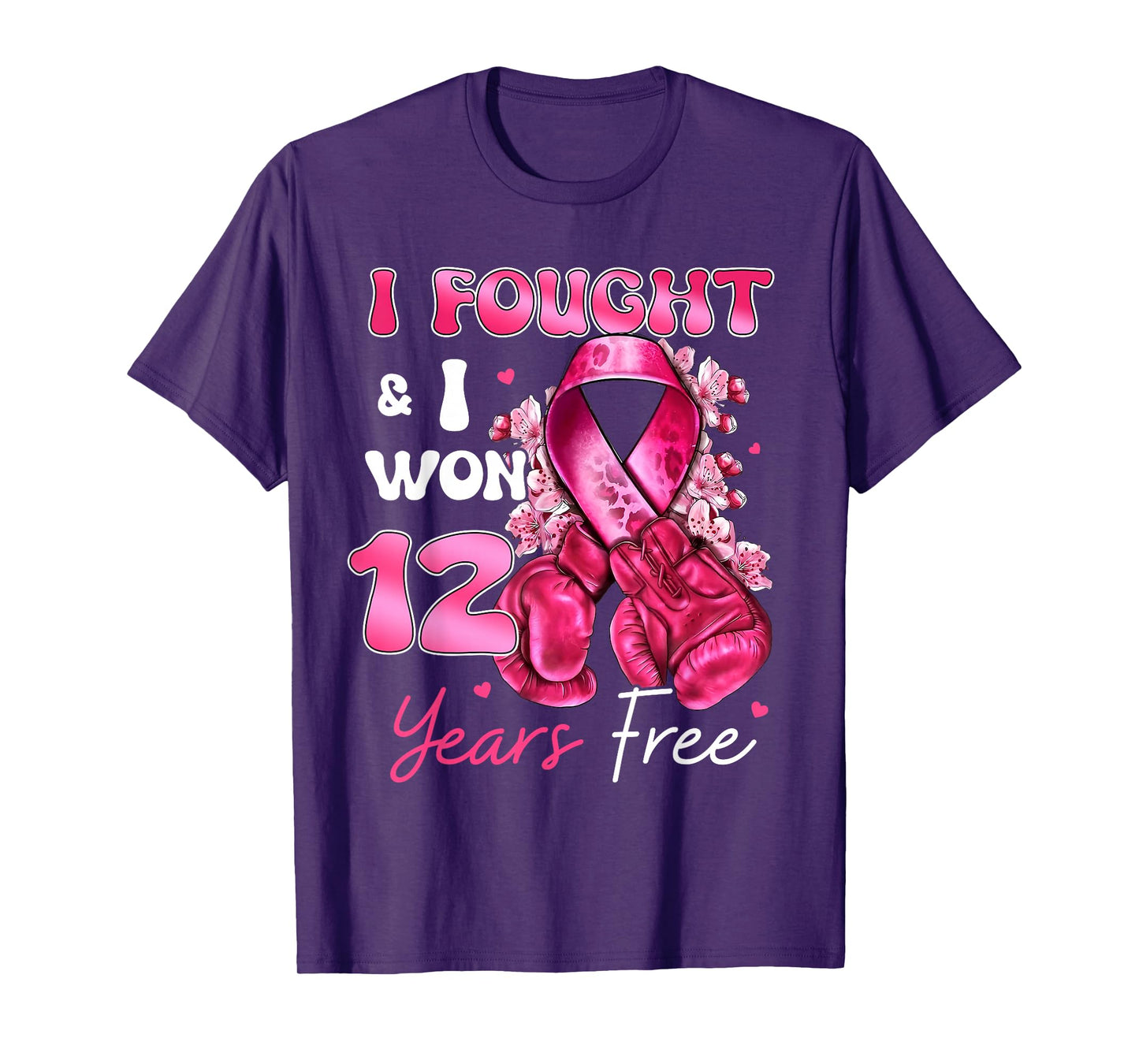 I Fought and Won 12 Years Free Breast Cancer Awareness T-Shirt