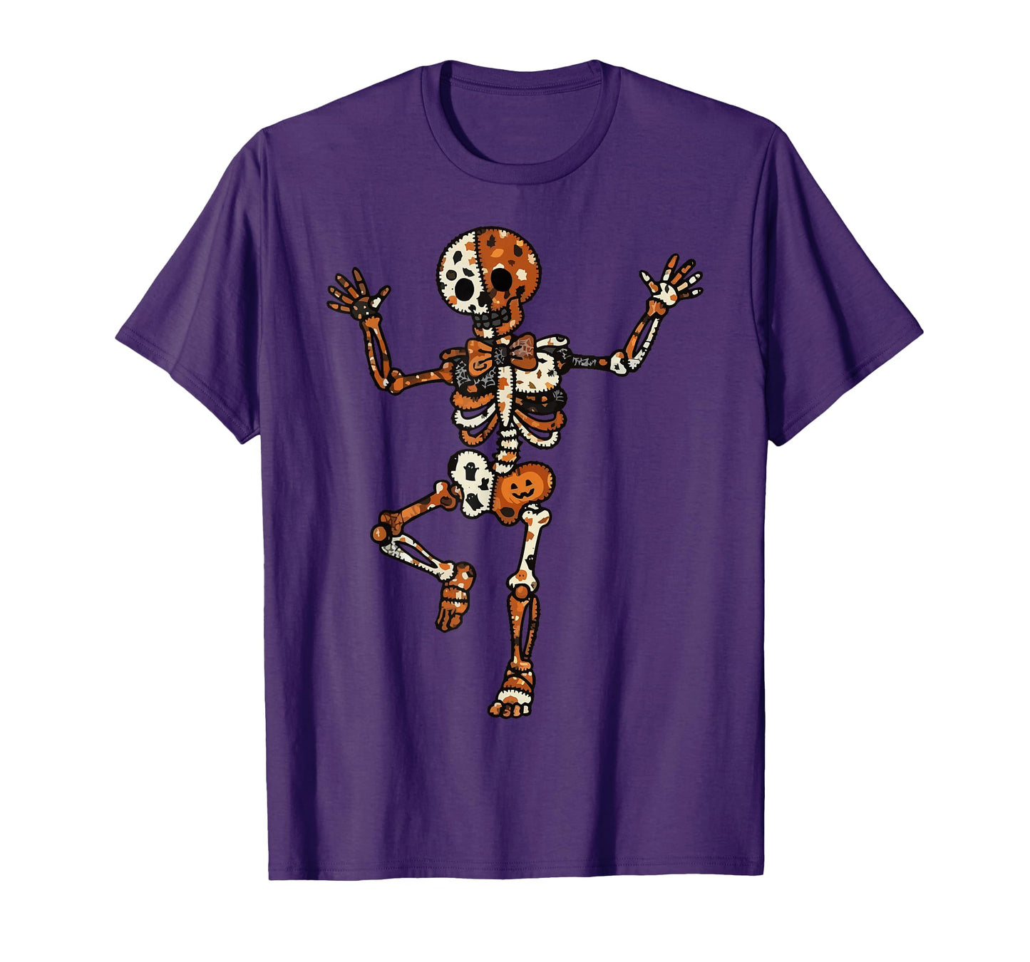 Halloween Patchwork Skeleton Spirit T-Shirt