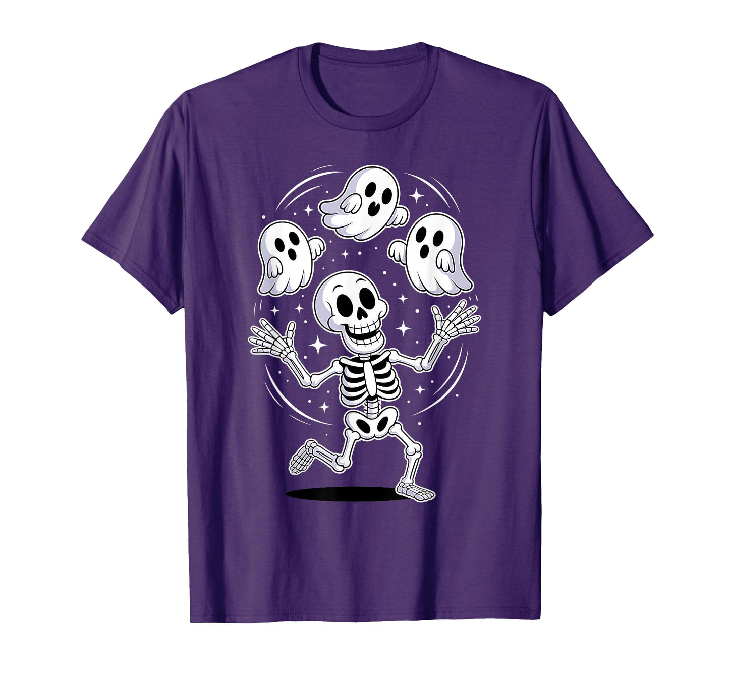 Funny Dancing Skeleton Juggling Ghosts Halloween T-Shirt