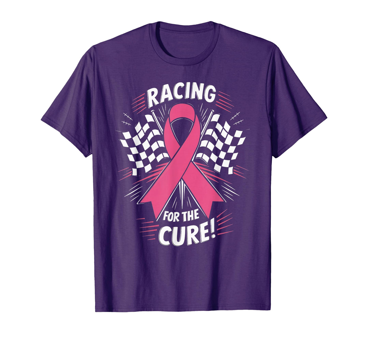 Pink Ribbon Breast Cancer Awareness Racing for the Cure T-Shirt