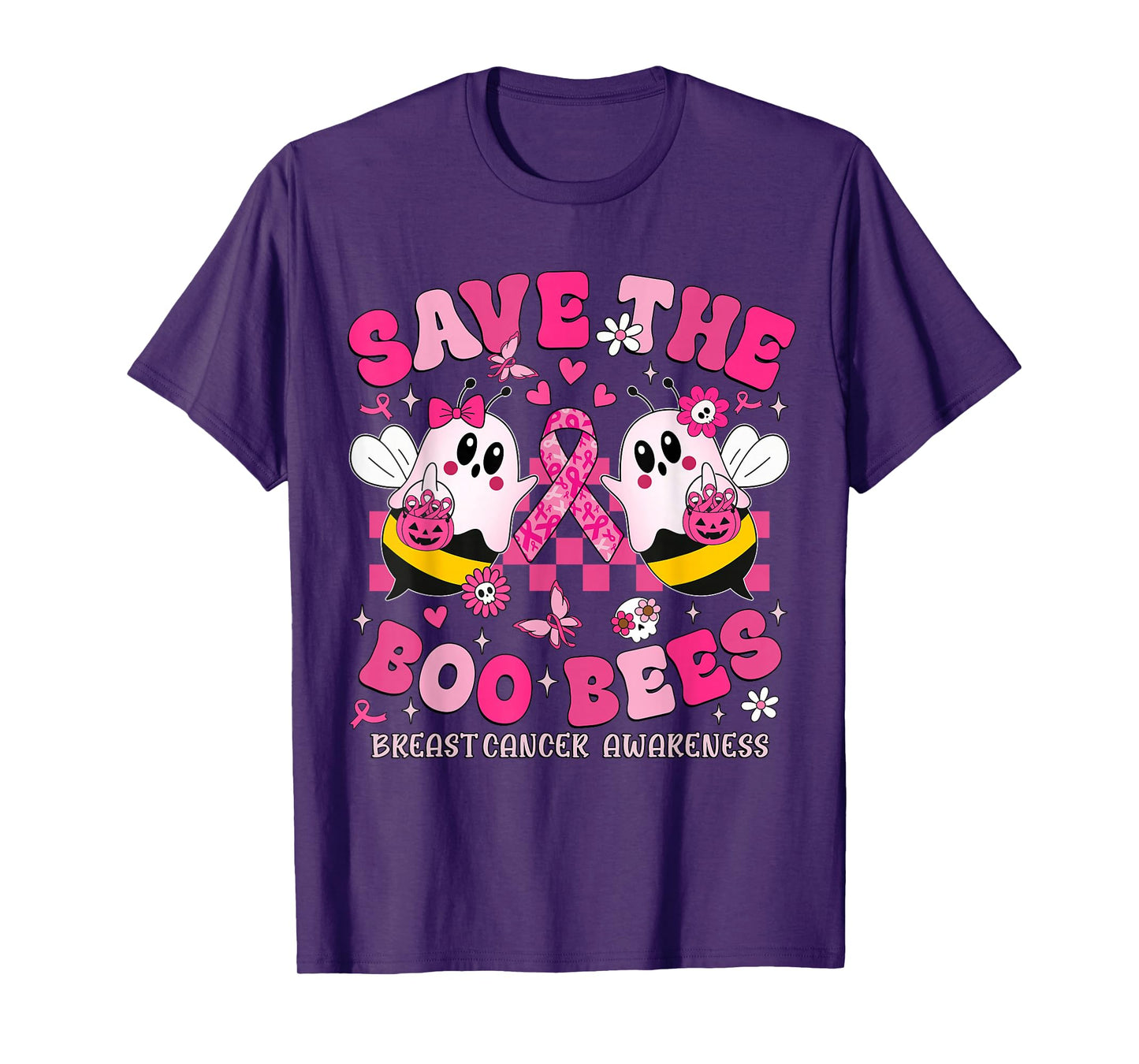 Save The Boo Ghost Bees Breast Cancer Awareness Women Girls T-Shirt