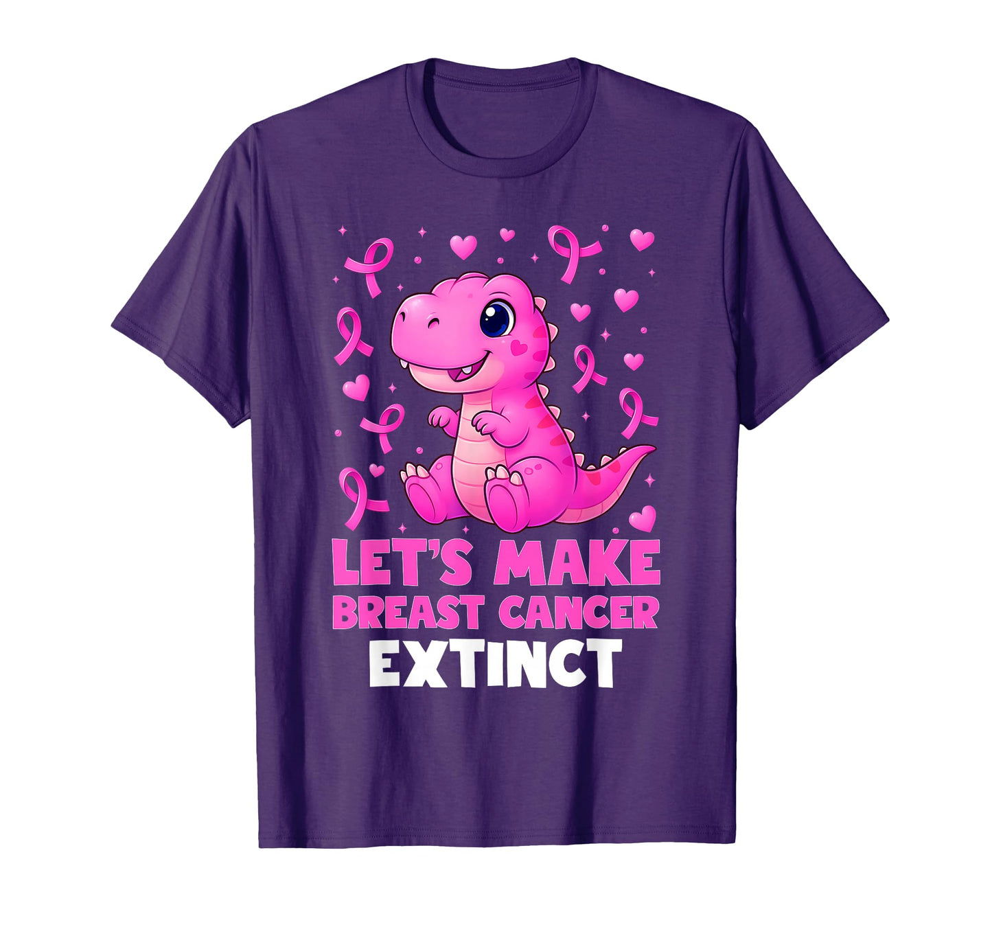 Lets Make Breast Cancer Extinct Pink Dinosaur Kids Boys Girl T-Shirt