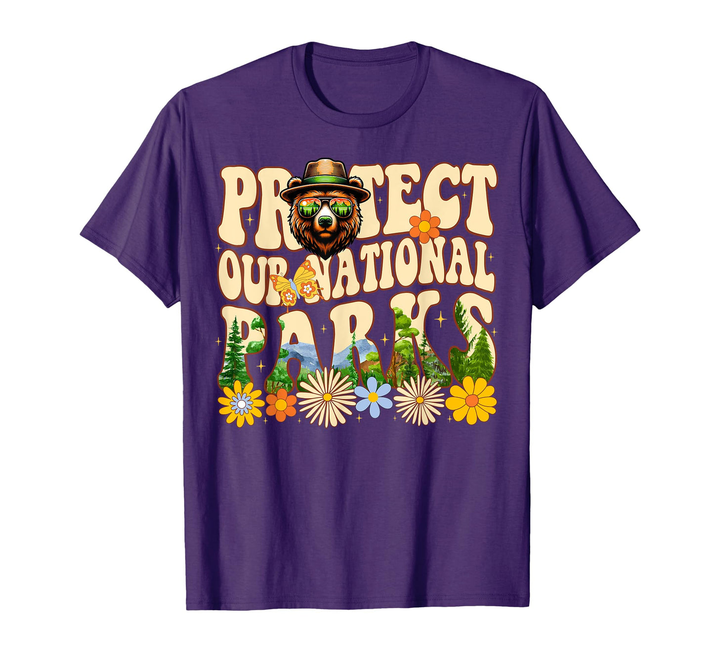 Protect Our National Parks Cool Bear Nature Lovers Retro T-Shirt