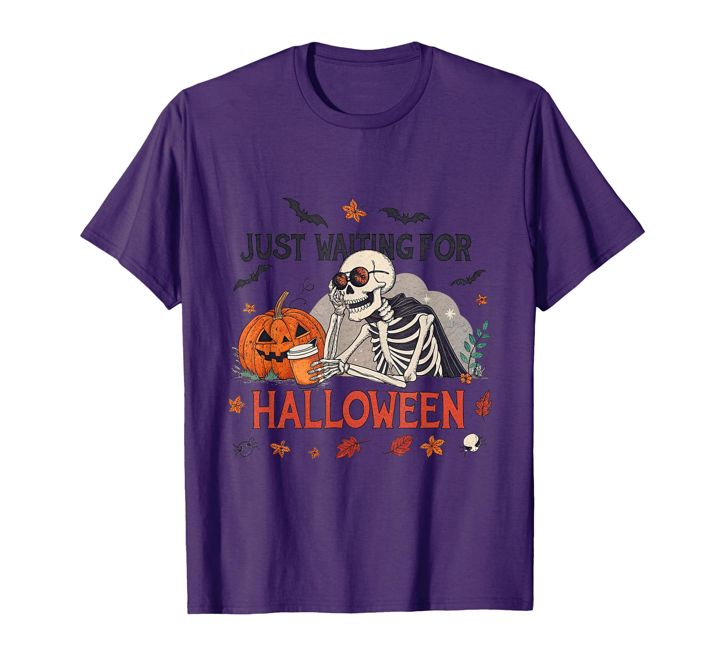 Just Waiting for Halloween Skeleton T-Shirt