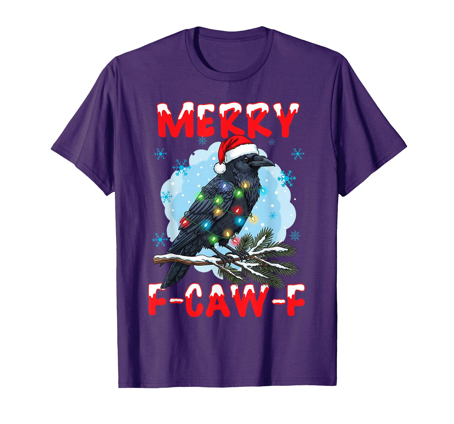 Merry F-Caw-F Christmas Black Bird Meme F Caw F Crow T-Shirt
