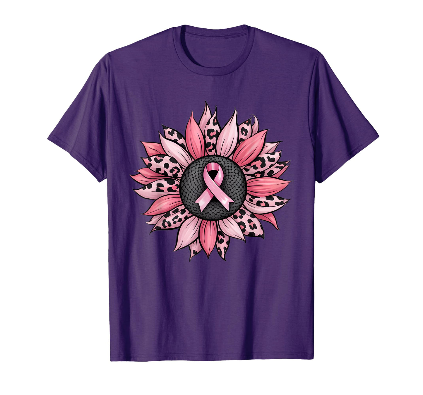 Sunflower Pink Breast Cancer Awareness Women Warrior T-Shirt