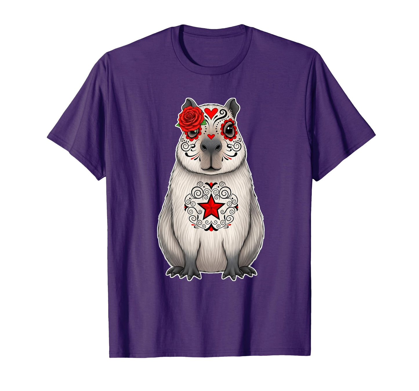 Sugar Skull Capybara Halloween Graphic T-Shirt