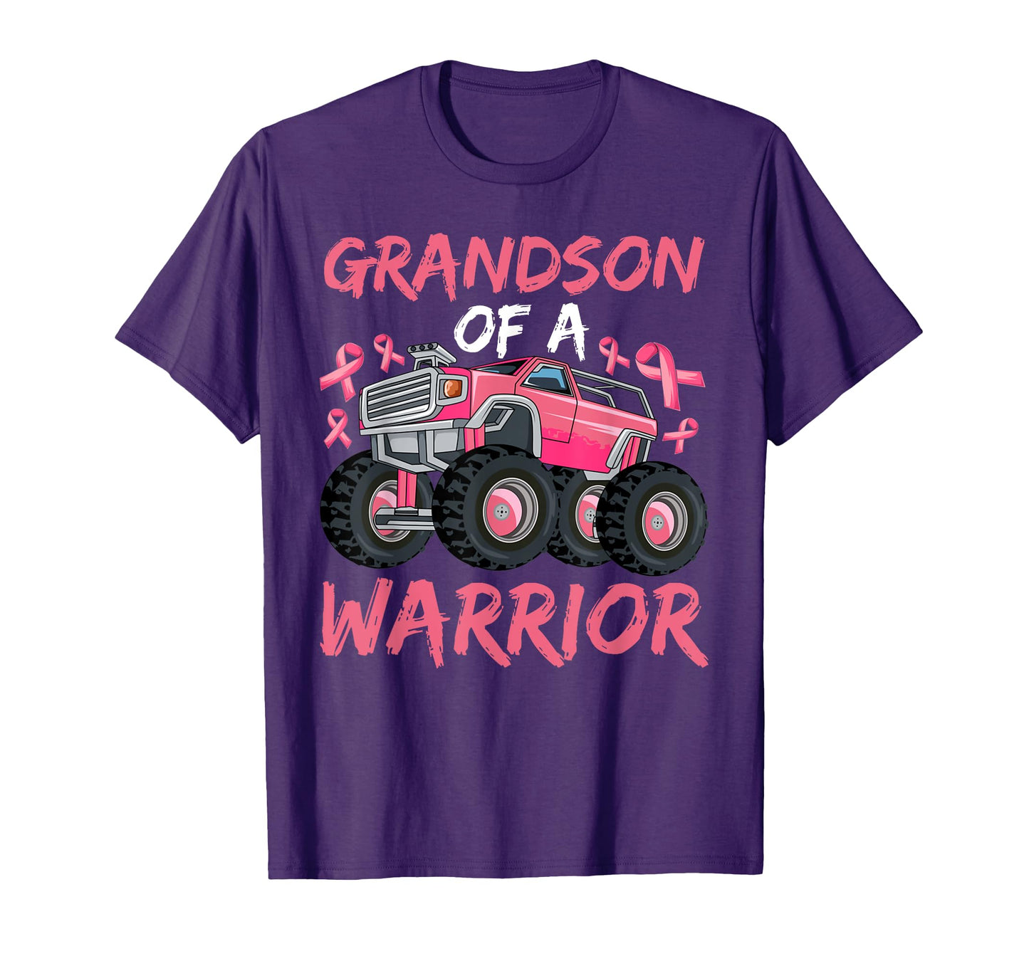 Truck Grandson Of A Warrior Breast Cancer Pink Ribbon T-Shirt