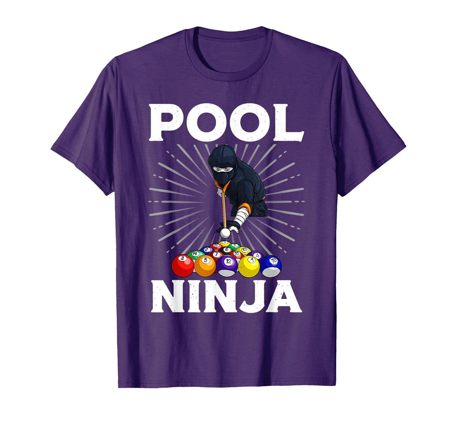 Cool Billiards Art For Men Women Pool Player Ninja Billiard T-Shirt