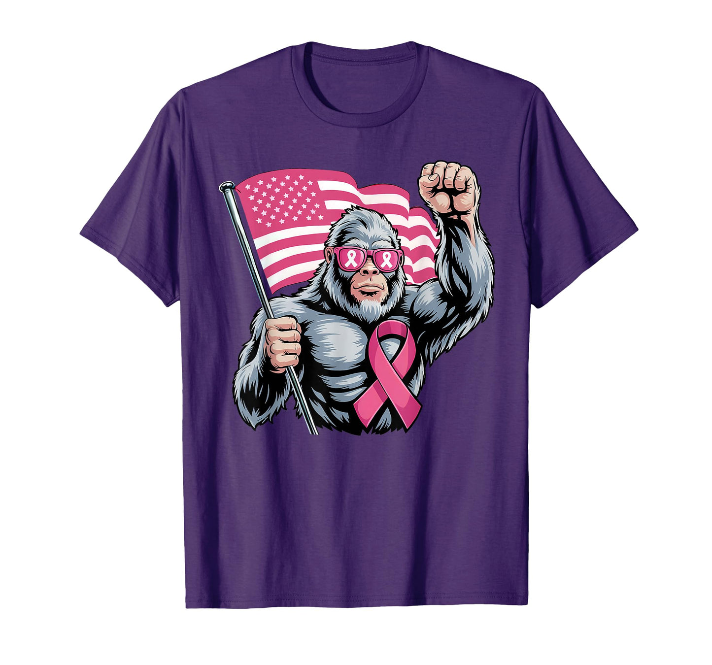 Bigfoot Pink Ribbon Fight Breast Cancer Awareness T-Shirt