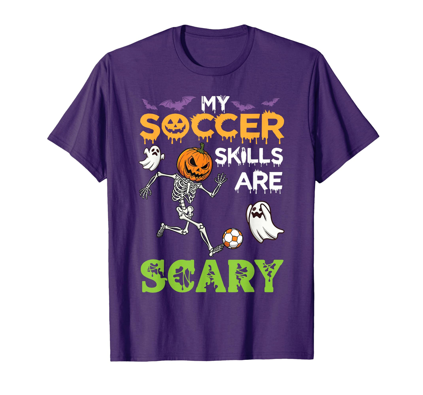 My Soccer Skills are Scary Funny Halloween Pumpkin Skeleton T-Shirt
