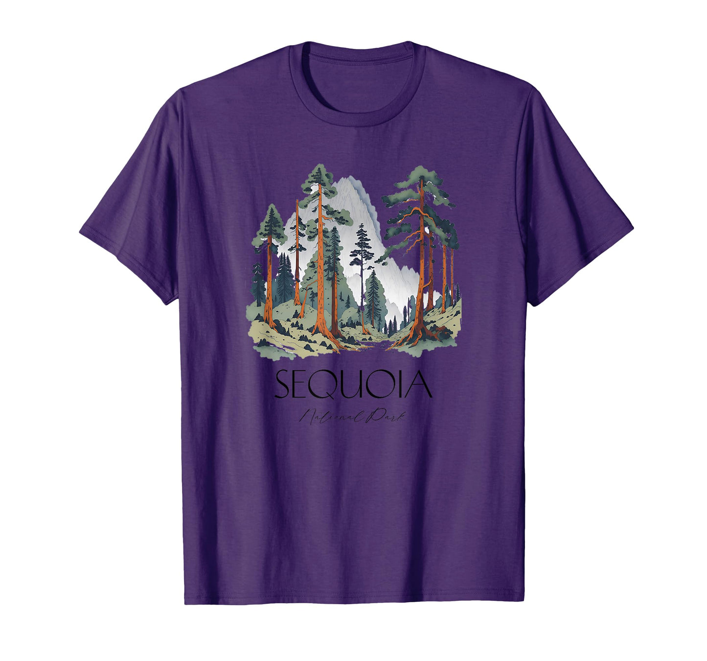 Cool Sequoia National Park Hiking Watercolor Graphic T-Shirt