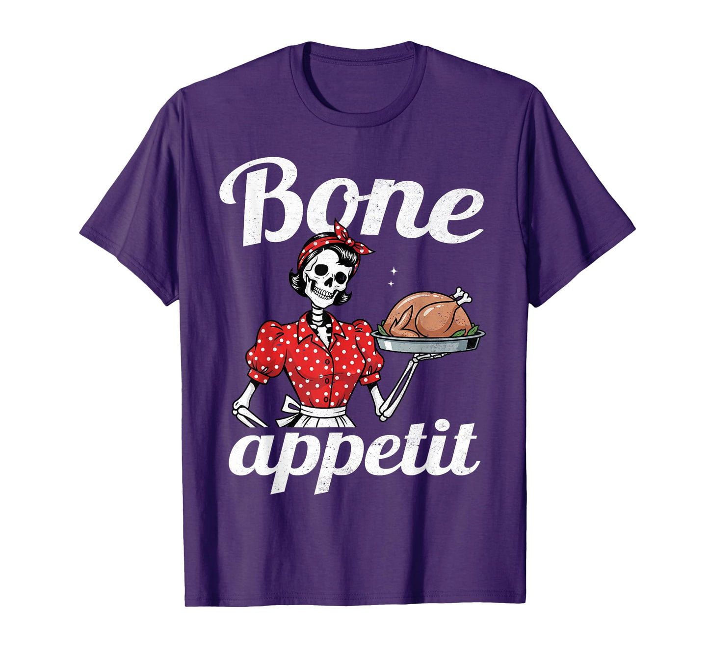 Bone Appetit Retro Skeleton Chef Cooking Meme 50s Vintage T-Shirt