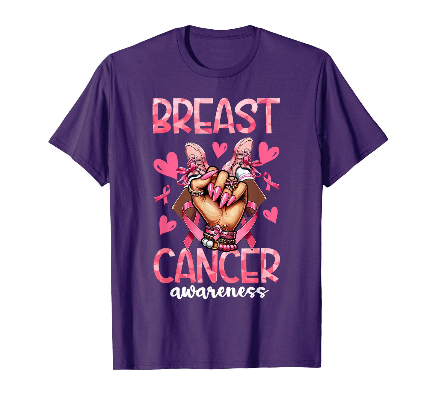Breast Cancer Awareness African American Women Pink Ribbon T-Shirt