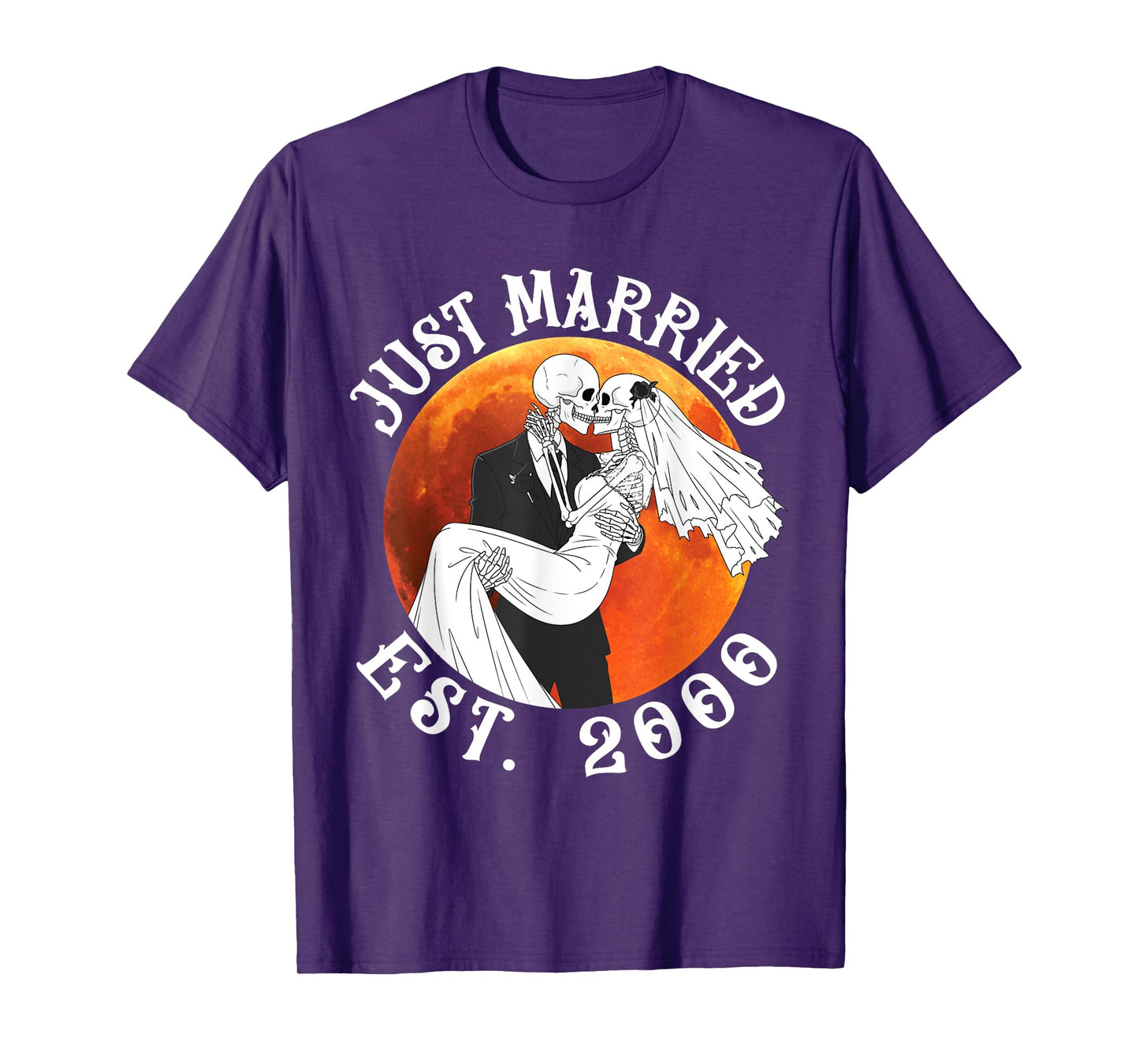 Just Married Skeleton Couple Est 2000 Halloween Husband Wife T-Shirt