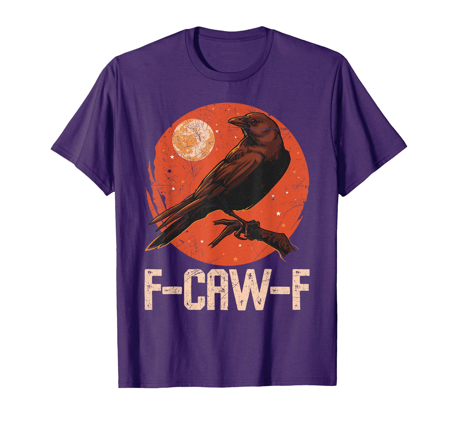 Black Crow F-Caw-F Halloween Funny Bird Moon Gothic Adult T-Shirt