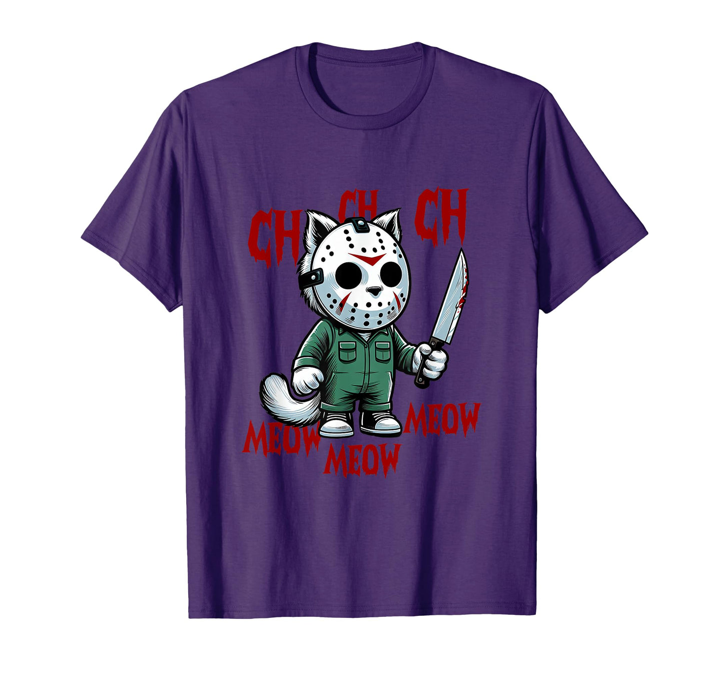 Funny Cat Horror Movies Cute Halloween for Cat Kitty Lovers Men Women T-Shirt