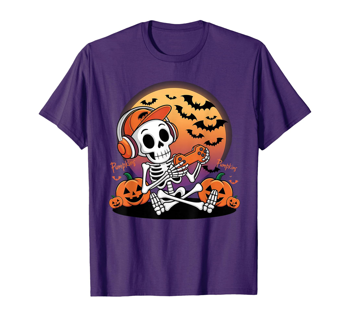 Halloween Skeleton Video Gaming Gamer Teens Men & Youths T-Shirt