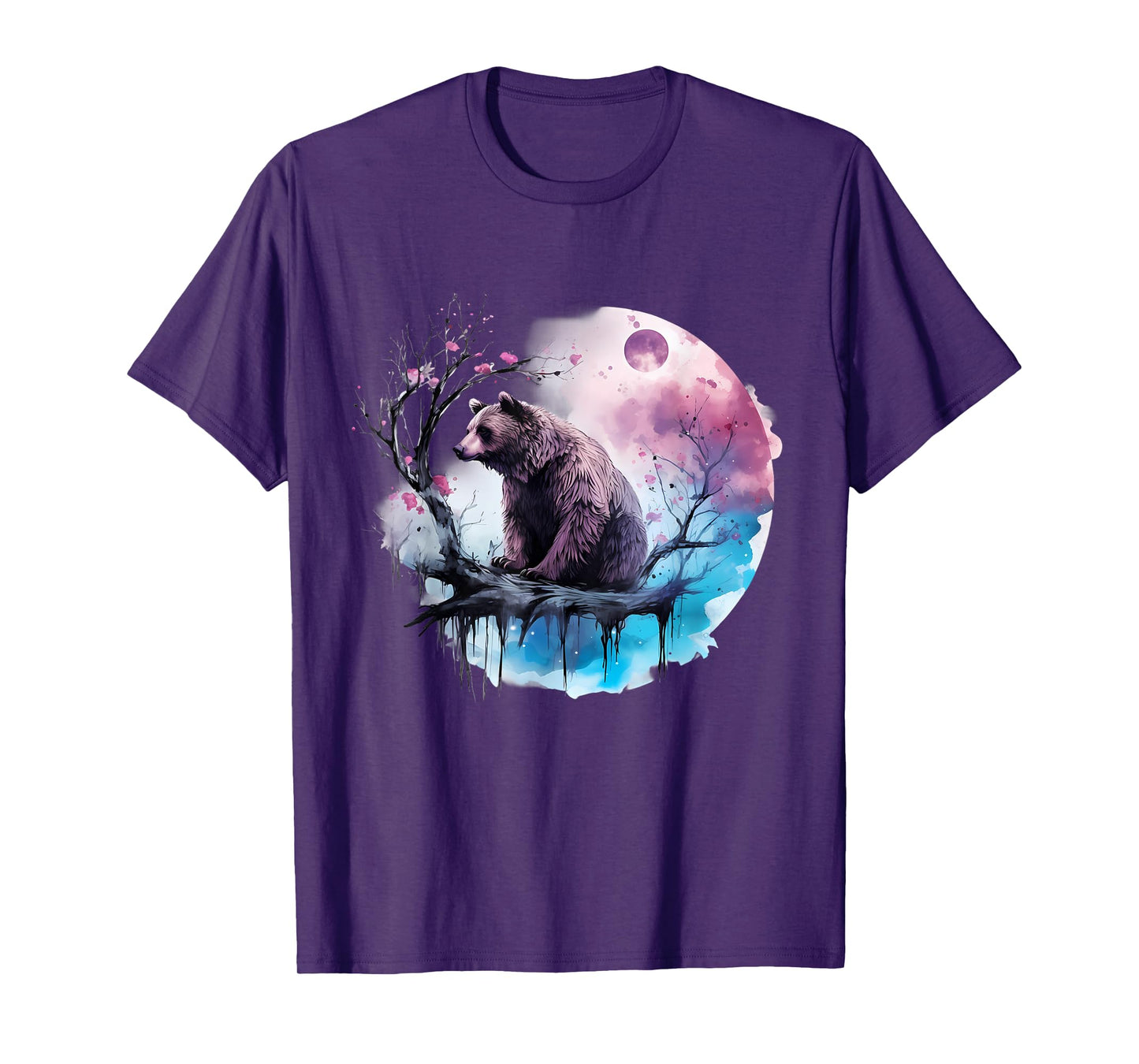 Bear Moon Artwork Motif Animal Art Forest Nature Wildlife T-Shirt