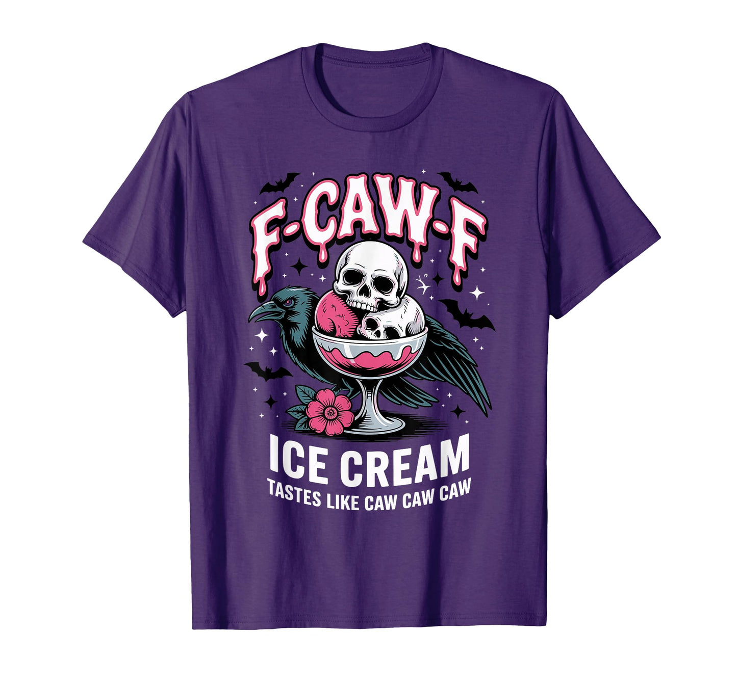 F-CAW-F Ice Cream Skull Raven Gothic Funny Halloween Costume T-Shirt