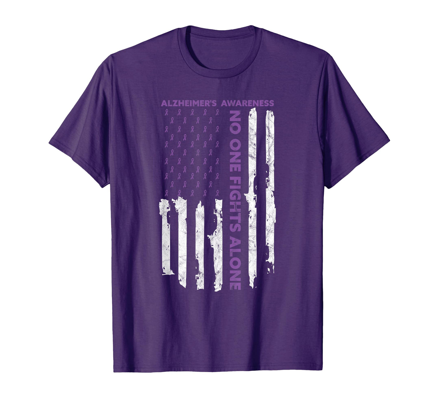Alzheimer's Awareness Month American Flag Warrior Dementia T-Shirt
