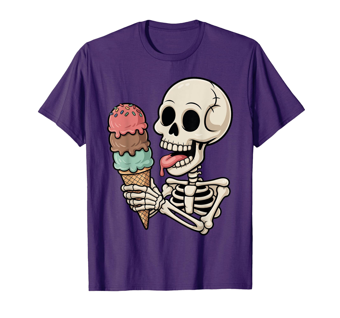 Halloween Skeleton Eating Ice Cream Costume Trick or Treat T-Shirt