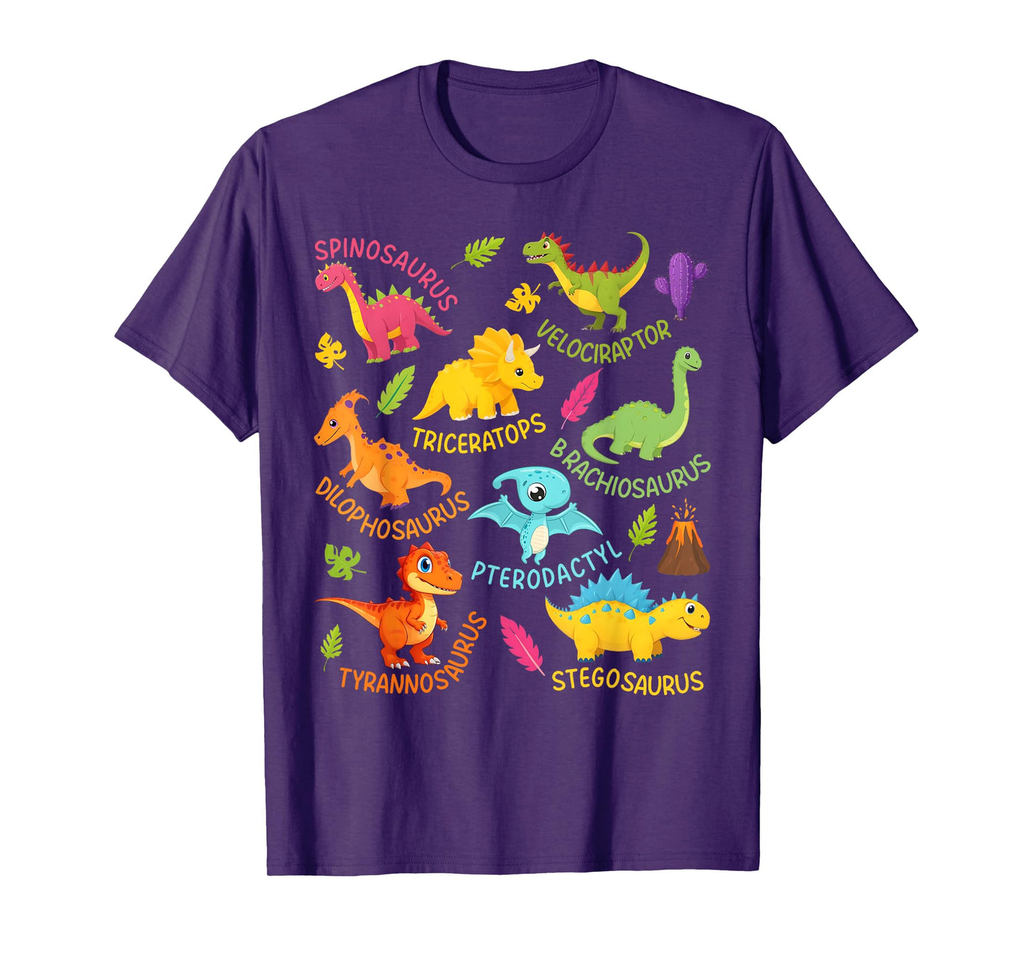 Types Of Dinosaurs Cute Dinosaur Outfit Boys Girls Kids T-Shirt